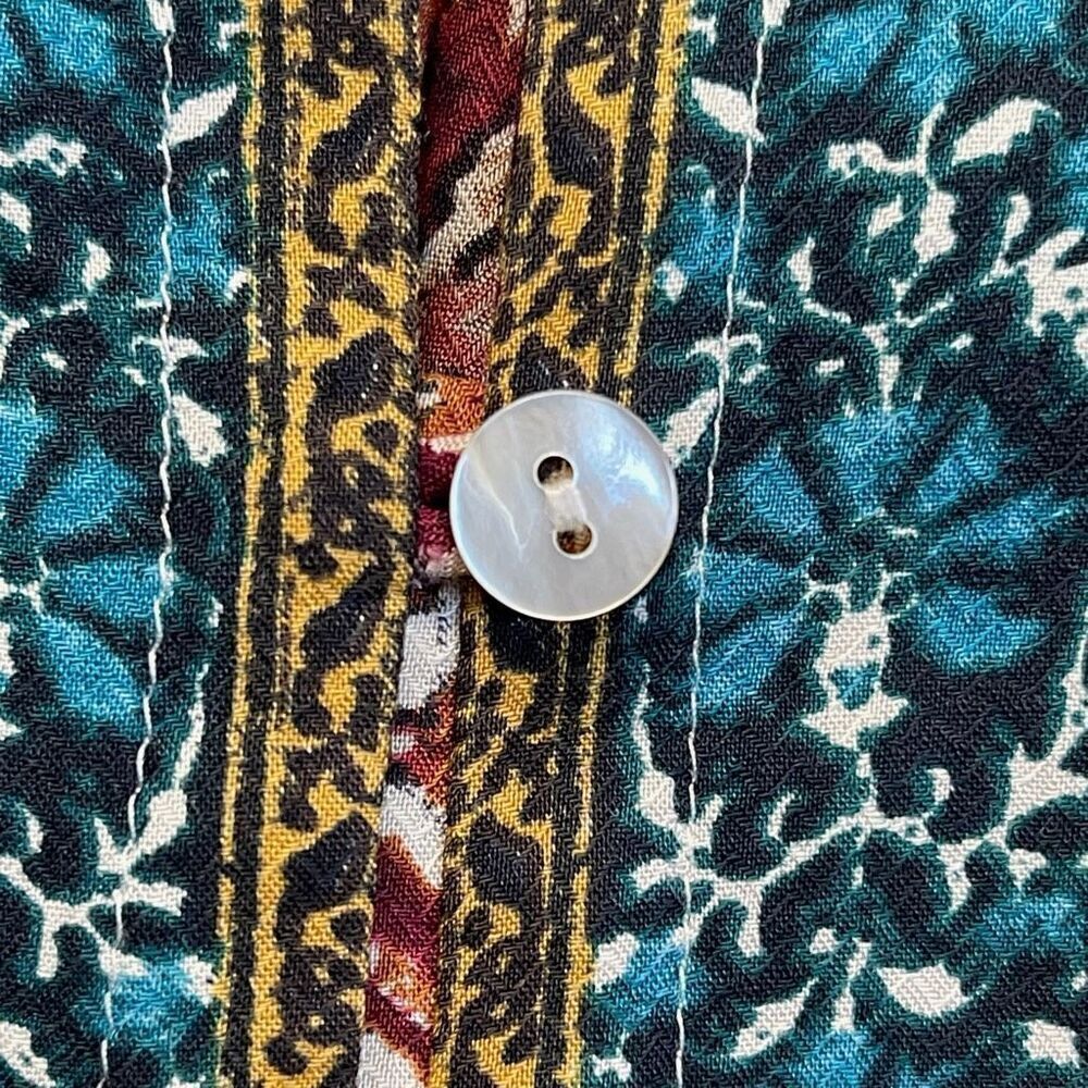 J. JILL Boho Tunic Small Multicolor Patchwork Boho Eclectic Button Front Top EUC - Picture 15 of 16